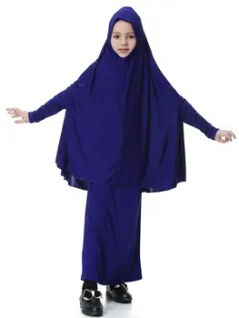 Muslimanska Dekleta Obleko Otroci 2 Kosov Set Abaya Dolgo Hidžab Šal Maxi Krila Islamskega Oblačila Arabski Molitev oblačilo Jilbab Burqa tam kaftan