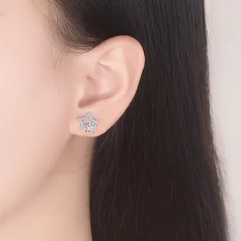 NEHZY Nove dame moda srebrni uhani visoke kakovosti kristalno votlih pet opozoril star retro srčkan blagovne znamke uho nakit