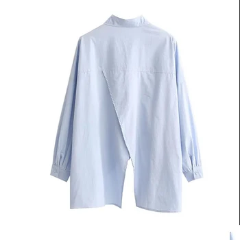 Nepravilna Dolgo Oplaščeni Modra Majica Ženske 2020 New River Svoboden Bluzo Poslovnih Urad Dame, Vse-tekmo Majice
