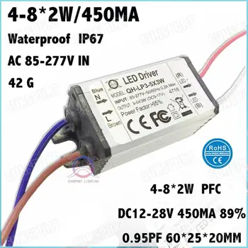 Nepremočljiva IP PFC 1-36W AC85-277V LED Driver 1-3x2W 3-6x2W 4-8x2W 7-13x2W 13-25x2W 450mA DC2-85V Konstantnim tokom Brezplačna Dostava