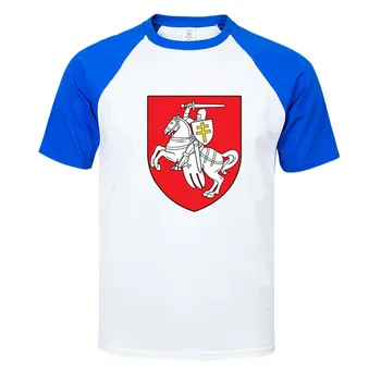 Nov Modni Tisk nacionalno zastavo državni grb grb Belorusija Raglan Rokav T Shirt O-Vratu Moški T-Shirt Preprost T Srajce
