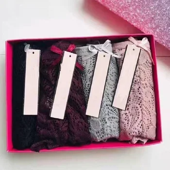 Nove ženske čipke seksi spodnje polje štirih paketov, štiri barve, brezšivne visoko pasu, udobno spodnje perilo dihanje in mehko