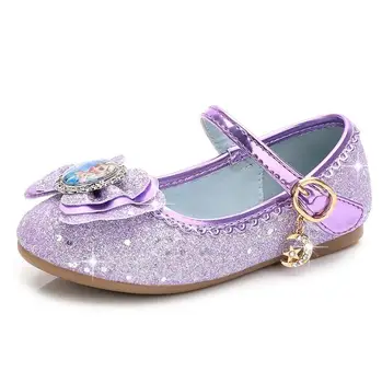 Novo Pomlad Poletje moda Princesa Dekleta usnjeni čevlji otrok Stranka Risanka čevlji malčka elsa ravno čevlji