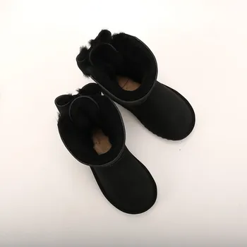 Novo Toplo 2020 Novo Pravi Ovčje Kože Ročno Nepremočljiva Škornji Za Dekleta Pozimi Toplo Krzno Otroci Sneg Škornji Za Dekleta Blagovne Znamke Otroci Čevlji