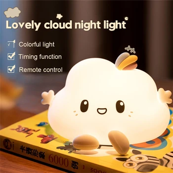 Oblak LED Nočna Lučka Za Otroka Otroci Otrok Silikonski Dotik Senzorji Baterije Spalnica Poleg LED Božično Darilo Doma Dekor