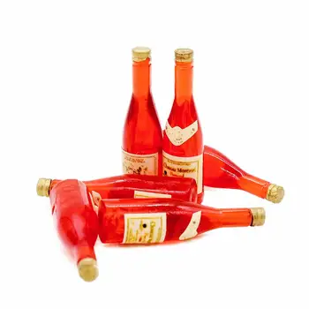Odoria 1:12 Miniaturni 6PCS Rdečega Vina, Steklenica Pijače Lutke Kuhinjski Pribor za Blagavaonica Restavracija, Bar Stranka
