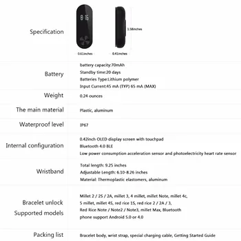 Original Xiaomi Mi Band 2 Pametna Zapestnica OLED Touchpad Spanja Monitor Srčnega utripa IP67 Neprepustna Za Android IOS Telefonov