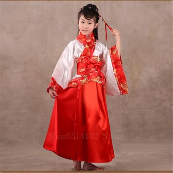 Otroci 100-170CM Starodavne Kitajske Kostum Dekle Pravljice Obleko Princese Cosplay Tang bo Ustrezala Palace Otrok Tradicionalni Kitajski Ljudski Ples