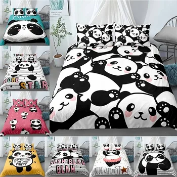 Panda 3D Udobje Zajema Posteljnina Določa Odeja Rjuhe Kritje Prevleke, Tekstil Doma, Spalnica Postelja Set