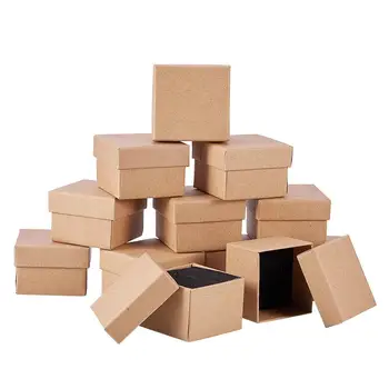 Pandahall 24pcs Kartonske Škatle Nakit za Nakit, Ogrlico, Uhane Obroč Gift Box Embalaže Zaslon Kvadratnih 5x5x4cm
