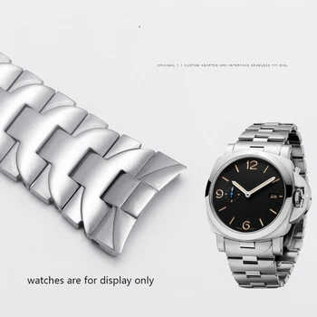 PEIYI iz Nerjavečega jekla watchband 24 mm srebrna moška zapestnica Zamenjava kovinski trak za Luminor serije PAM441 111 watch verige