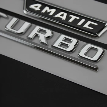 Pismo Simbol za Mercedes Benz AMG V12BITURBO V8 BITURBO 4MATIC+ TURBO 4MATIC Avto Styling Fender Logotip Nalepko Chrome Črno Rdeča