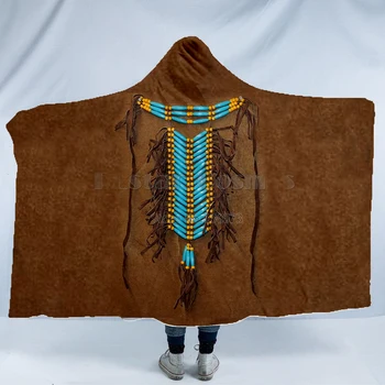 Plstar Kozmos Medved Totem/Native Indijski Hooded Odejo 3D full tiskanja Nosljivi Odejo Odrasli otroci moški ženske slog-2