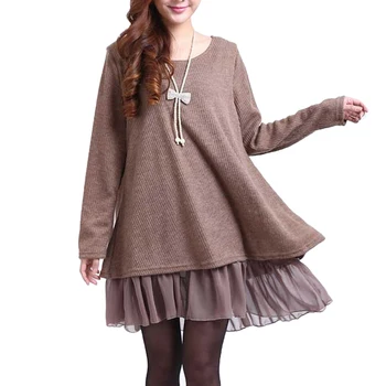 Plus Velikost Ženske Priložnostne Dolg Rokav Ponaredek Dveh Kosov Nazaj Režejo Bowknot Mini Obleka