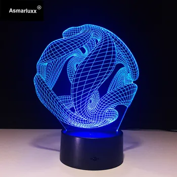 Povzetek Krog, Spirala Bulbing 3D LED Luči Hologram Iluzije 7 se Spremeni barva Dekor Lučka za Najboljši Nočni Svetlobi Darilo Za Dom Deco
