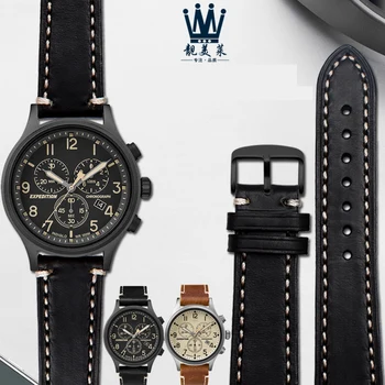 Pravega usnja watch trak za TIMEX TW4B09100 / 9200 / T49963 serije manšeta za Moške black brown zapestnica 20 mm 21 mm