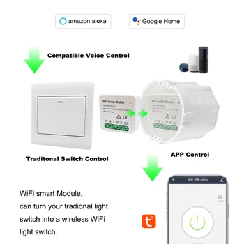 Prenosni 1/2 Način 95-250V WiFi Stikalo Modul za Podporo Smart Life/Tuya APP Alexa googlova Domača stran Inteligentni Nadzor Pametni Dom Stikalo