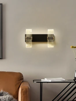 Preprost Sodobni LED Stenska Svetilka iz Aluminija Ustvarjalne Črno Steno-rov Za Spalnico Postelji v Ozadju Koridor Oltarja Stairwell Deco