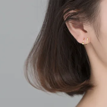 Preprost Spirala Uhane 925 Sterling Srebrni Uhani Klinov Ear Piercing Zlato Nakit Za Ženske Dekle Darilo Minimalističen Korejski Brincos