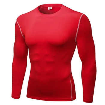 Quick Dry Dolg Rokav Fitnes Fitnes Vadbo Usposabljanje Izvaja Nogomet Moške Srajce -Stiskanje Mišic Šport Jersey T-Majice za Moške