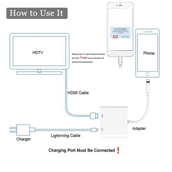 Razsvetljava Digitalni AV na HDMI Adapter z Razsvetljavo Polnjenje Vrata Za HDTV Monitor Projektor 1080P Za iPhone, iPad, iPod