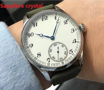 Sapphire kristalno nov modni 44 mm ŠT logo Emajl, Bela številčnica Azijskih 6498 17 draguljev gibanje Moške Mehanske ure GR48-20