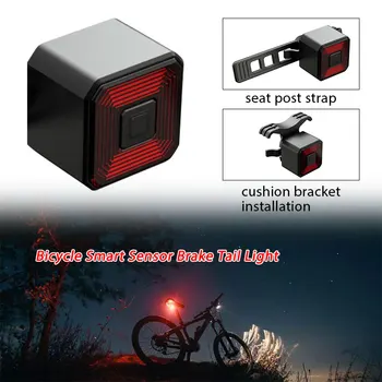 Smart Kolo Luč Auto Občutljive Zavorni Kolesarjenje Zadnja Svetilka za Kolo Svetlobe 6 Načini za Varnost Noč Jahanje USB Polnilne Nazaj Luči