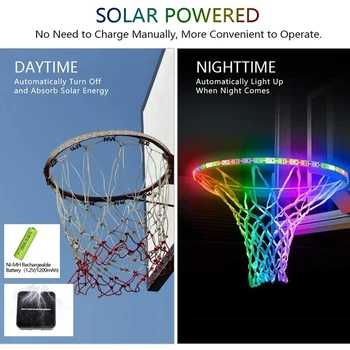 Solar Powered LED Košarico Obroč, Trak Svetlobe Žarnice 1,5 M 45led za Košarko Platišča Okvir Prostem Nepremočljiva Igranje Na Nočno Streljanje,