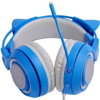 SOMIC G952S MODRA Dekle Mačje Uho Gaming Slušalke 3,5 mm Vtič Srčkan Slušalke za PC PS4 Telefon Pad Dekle in Fant, Otroci Gaming Slušalke