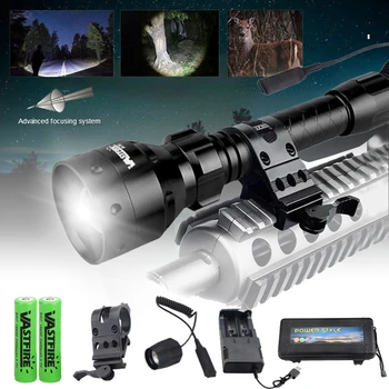 Taktično T50 Scout Svetlobe Zoomable Puška za Lov Svetilka Vojaško Orožje Svetlobe LED Arme Lanterna Fit 20 mm Železniškega Z Mount Posnetek