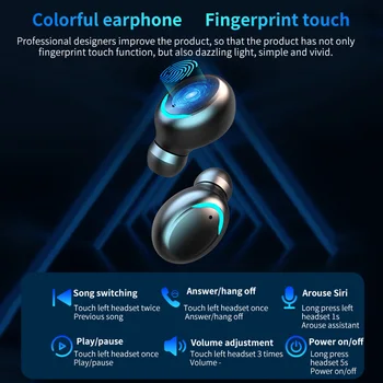 TWS Bluetooth 5.0 Slušalke Polnjenje Box Brezžične Slušalke 9D Stereo Šport Čepkov Slušalke Z Mikrofonom