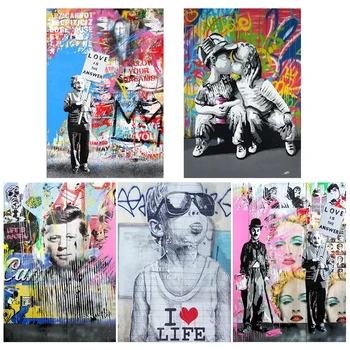 Ulica Grafiti Umetnost Ljubezen Je Odgovor Steno Platno Natisne Pop Art Platno, Slike, Plakate in grafike Ljubezensko Življenje Steni Sliko Dekor