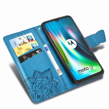 Usnjena torbica Za Motorola Moto G9 Igrajo Primeru 3D Reliefni metulj Magnetni Denarnice Kritje Za Moto G9 Igrajo TPU Hrbtni Pokrovček Coque