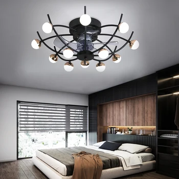 Ustvarjalne stropni ventilator lučka jedilnico, spalnica, dnevna soba z bluetooth audio (zvok bluetooth Daljinsko Krmiljenje ventilatorja lučka