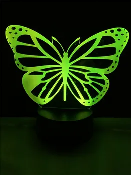 Ustvarjalne Živali Beautiful Butterfly 3D Lučka Noč Svetlobe Visual Lamplight LED USB Iluzijo Multicolor Desk Tabela Dnevna Soba