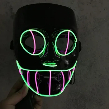 Utripa stranka masko 2 barvni mix EL žice žareče maska PVC LED maske, DJ ples pogodbenice prednost baterije uporabljajte barve, Cosplay Kostum