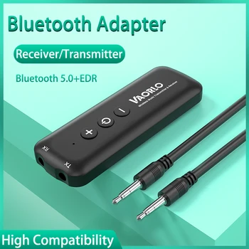 VAORLO Bluetooth 5.0 Sprejemnik Oddajnik Stereo Brezžična Zvočna kartica Z Mikrofonom za Prostoročno Klicanje USB 3.5 mm AUX RCA Nizke latence