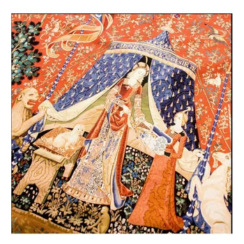 Visoka kakovost Belgijski umetnosti tapiserija krpo art soft obleko dama in samorog serije - moja edina želja Sliko, ki visi visi na platno