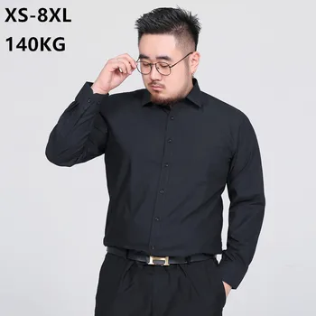 Visoka Kakovost Srajce Za Moške Obleka Bela Črna Majica Mens Dolg Rokav Formalno Pisarna Poslovni Plus Velikost 5XL 6XL 7XL 8XL Bluzo