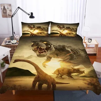 WOSTAR posteljnina nabor 3d tiskanja Živali pokrajino rjuhe kritje nastavite in prevleke, tekstil doma dinozavri posteljnina nabor king size