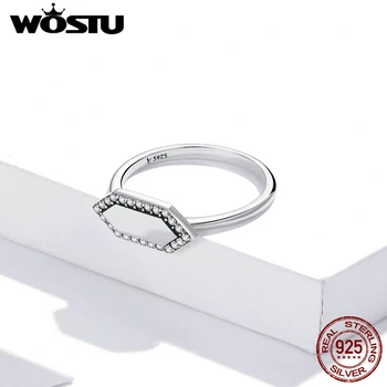 WOSTU 925 Sterling Silver Obroči Peneče Geometrijske Obroči Za Ženske Poroko Trendy Prsti Prvotno Nakit CQR701