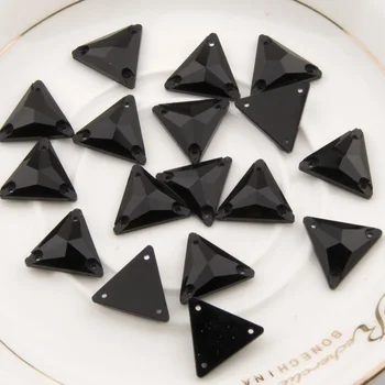 YANRUO Jet 3270 Trikotnik Črno Steklo Kristalno Okrasnih Sew Na Kristali Za Šivanje Oblačil Strass Kristali Nosorogovo