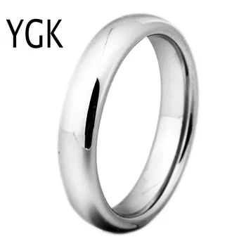 YGK Nakit 4 mm Širina Srebrne Barve Volframov Karbid Obroč za Ženske in Moške, Poročni prstan Prstan Srebro