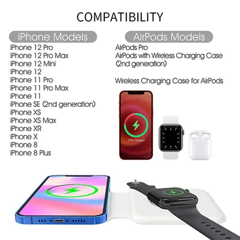 Za iPhone 12 Pro Polnilec Magsafe 2 v 1 Zložljiva Magnetni Dvojno Brezplačni Brezžični Polnilec Za Apple Iwatch 6 Airpods