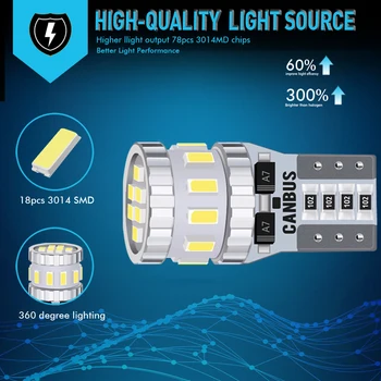 10PCS LED T10 LED W5W canbus avtomobilske notranjosti svetlobe 194 501 18SMD 3014 LED Instrument žarnica Klin registrske Tablice Svetlobe brez napake 12V