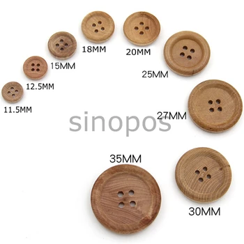 11.5-35mm naravne barve oblačil lesenih gumb, moški majica 4 luknje gumb, otroška oblačila, majhni gumbi SP01