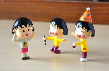 12pcs/5 cm veliko Chibi Maruko Chan figuric Sakura Momoko Lutke PVC Slika Garaža Komplet Igrač Brinquedos Anime