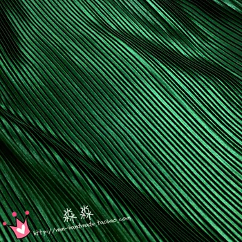 1psc Oblačila, tkanine smaragdno zelena tanka linija harmonika naguban saten svila drobljen elektro-optičnih krilo tkanine(naguban 0,5 m)