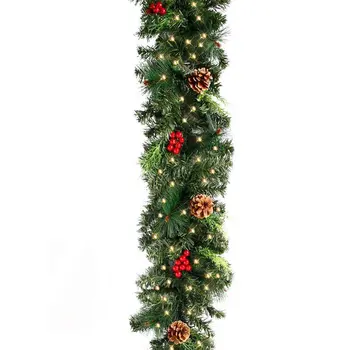 2.7 M Božič LED Rattan Garland Dekorativni Zelena Božič Garland Umetno Xmas Tree Rattan Banner Dekoracijo