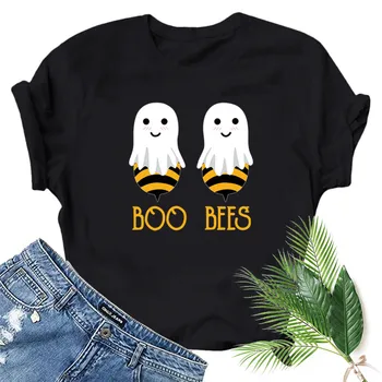 2020 Nova Halloween Boo Čebele Tiskanje Kratek Sleeved majica s kratkimi rokavi Moški In Ženske Tees Poletje Vrhovi